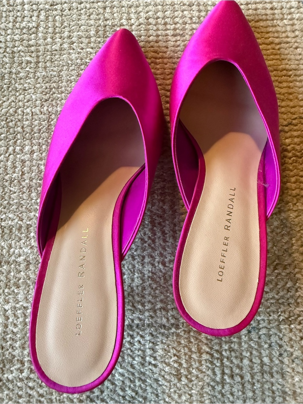 Loeffler Randall Women's Bright Fuchsia Satin Pointed Mule - Picture 2 of 6